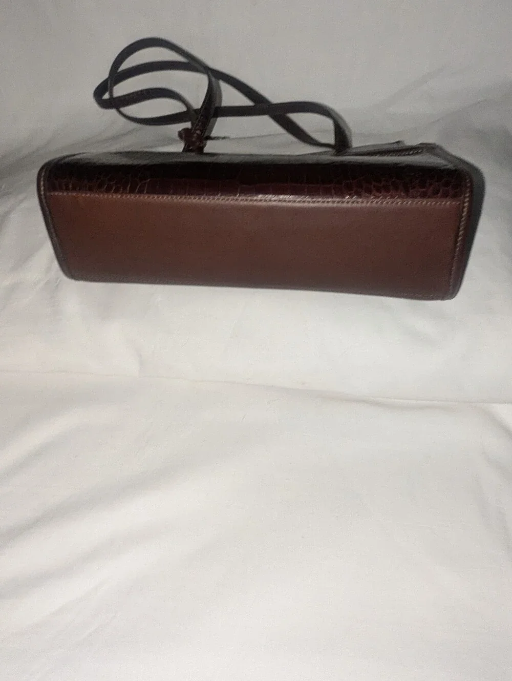 Brighton Brown Croc-Embossed Satchel with Heart Charm Y2K